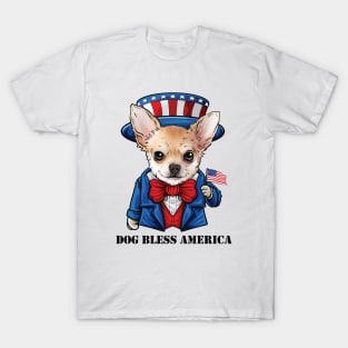 Chihuahua Dog Bless America T-Shirt